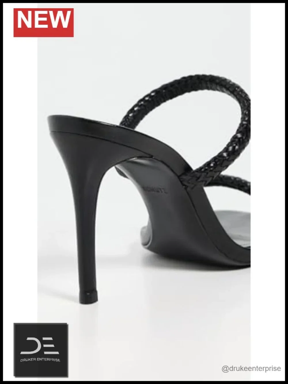 Leather Stiletto Heel Slingback Sandals, Slip On Open Toe